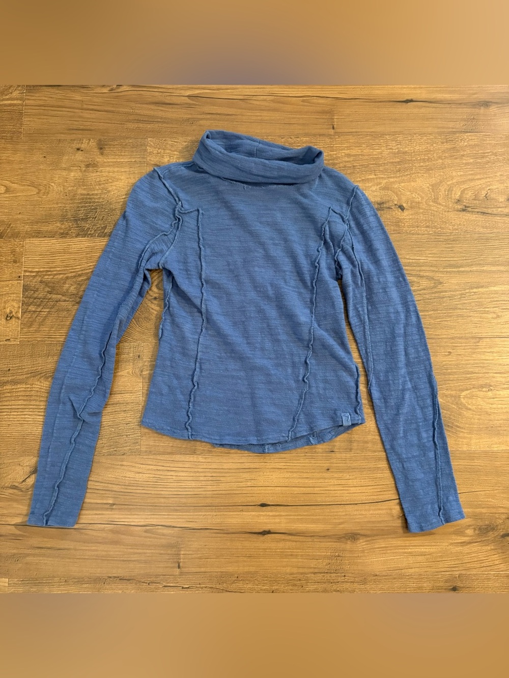Free People Blue Turtle Neck Long Sleeve